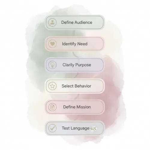 Flowchart of the 8-step brand foundation workshop process from defining audience to implementing values